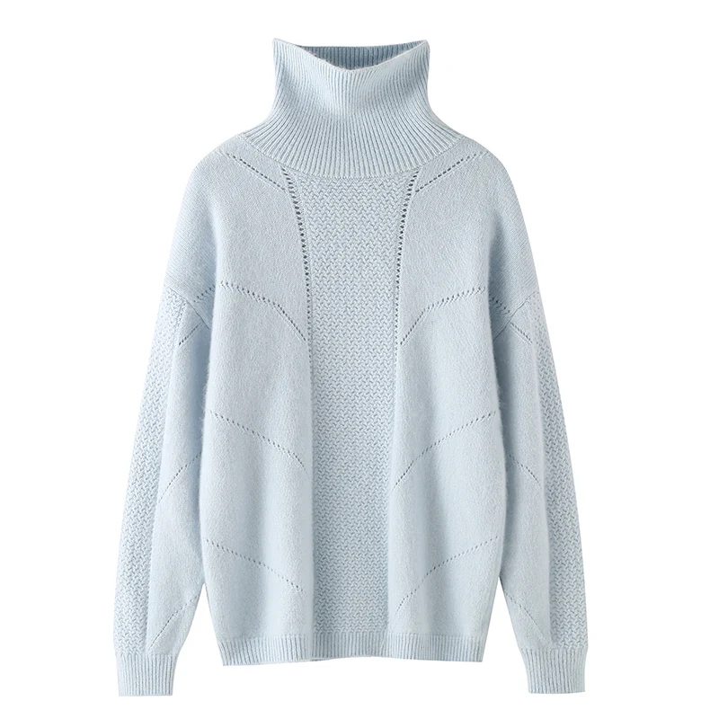 

Sweater Women's 2025 Autumn Winter New 100% Mink Cashmere Pullover Slim-fit Long Sleeve Solid Color High Neck Bottom Knitwear