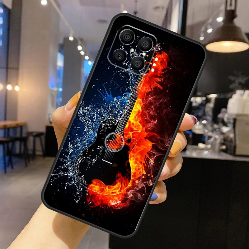 Rock Music Instrument Guitar Case For Huawei Honor 50 X9 X8 X7 P20 P30 P40 Lite P50 Pro P Smart 2021 Nova 9 5T Cover