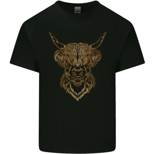 Een Highland Koe Tekening Heren Katoenen T-Shirt T-Top