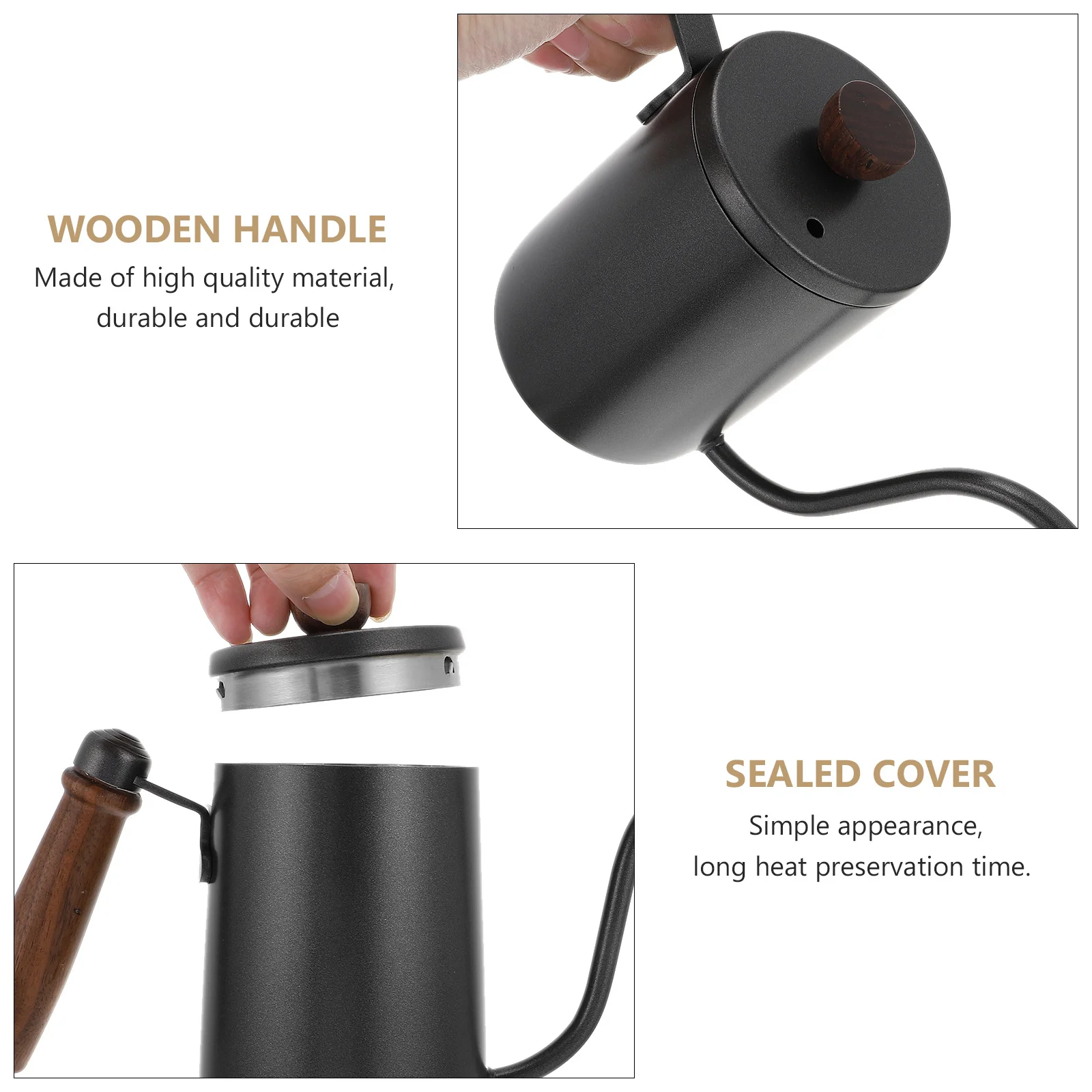 

600ml Stainless Steel Coffee Kettle Gooseneck Type Practical Easy Use Exquisite Workmanship High End Design Hot Cold