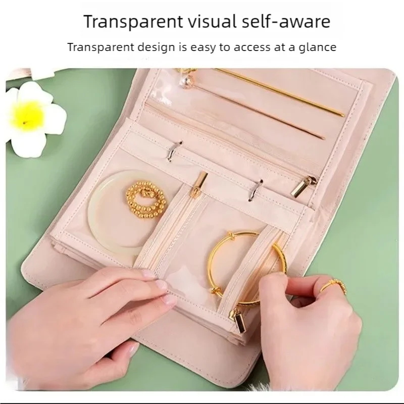 حقيبة تخزين مجوهرات السفر المحمولة منظم إكسسوارات ذهبية حامل مضاد للأكسدة للأساور والأقراط والقلائد والخواتم