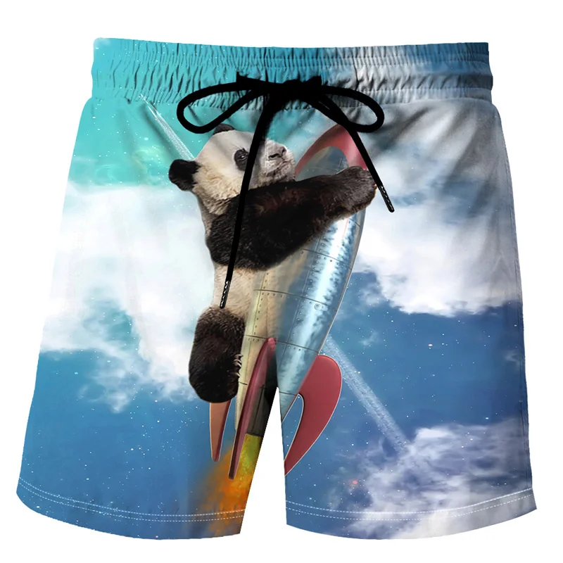 

Simple Cute Panda Graphic Beach Shorts Pants Men 3D Printed Surf Board Shorts Summer Hawaii Swimsuit Swim Trunks Cool Ice Shorts