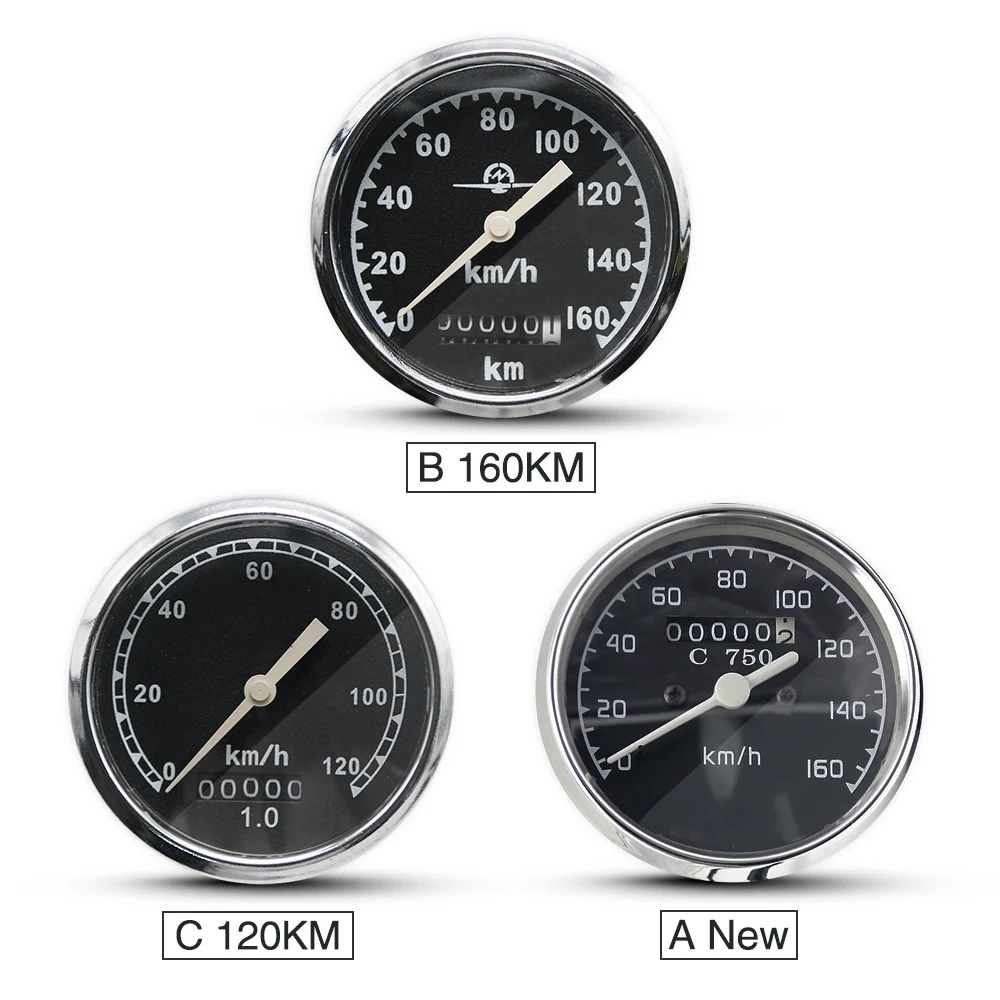 Alconstar- 120KM/160KM Motorcycle  CJ-K750 Retro Round Speedometer for BMW R50 R1 R71 R12 for Ural M72 Install At Headlight