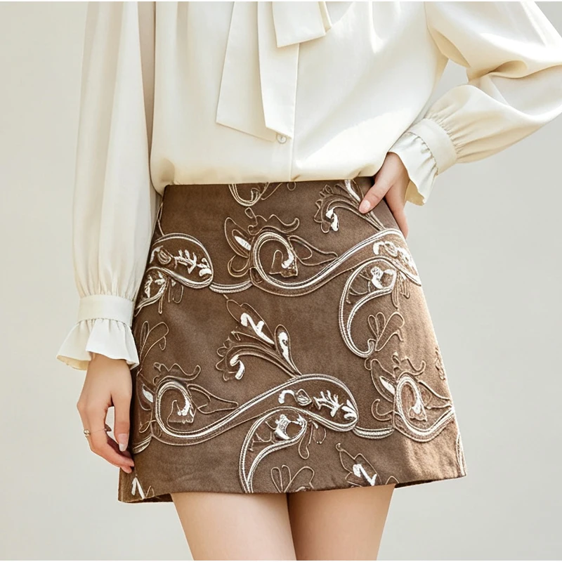 Suede Leather Mini Skirt For Women Autumn Korean New Simple High Wide Waist Versatile Wrap Faldas Mujer Grey Short Cargo Skirt
