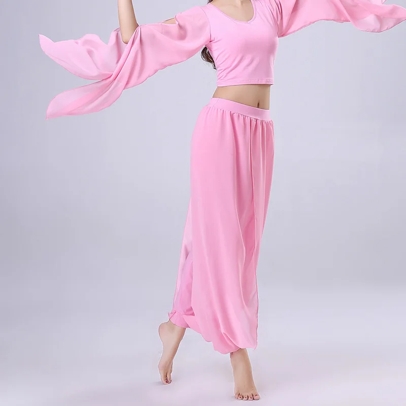 Spodnie do tańca latynoamerykańskiego z rozcięciem, szyfonowe spodnie do tańca nowoczesnego, do ćwiczeń tańca klasycznego, na występy sceniczne, do tańca brzucha i lirycznego.