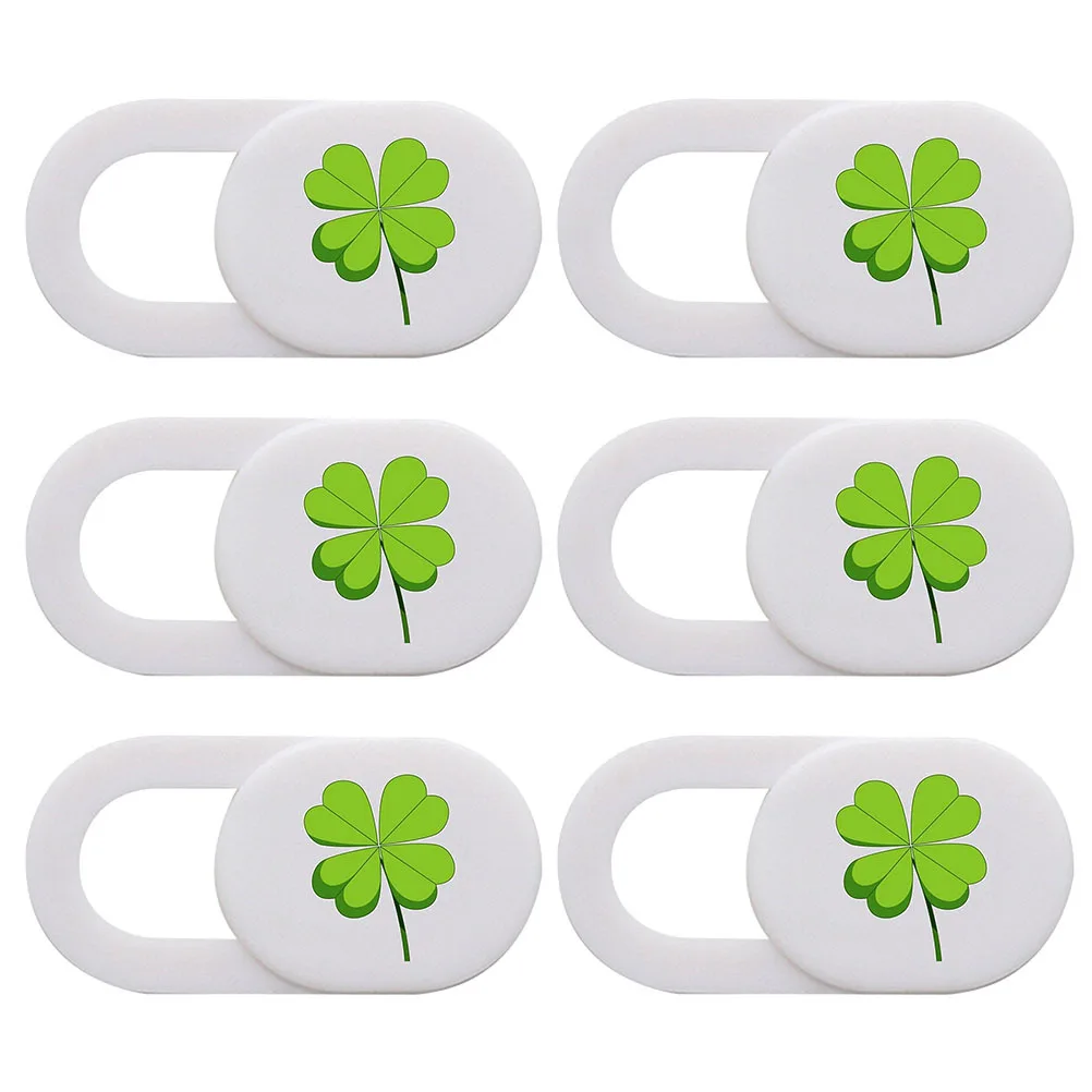 

6Pcs Webcam Cover Slide Four Leaf Clover Design Anti Breaking ABS Material Privacy Protection Sticker for Laptop