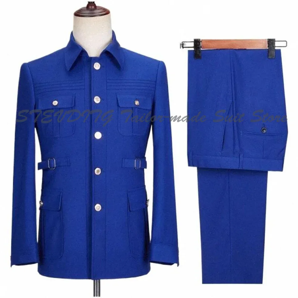 

Fashion Formal Occasion Men Suits 2 Pieces Jacket Pants Single Breasted Lapel High Quality Popular Male Clothing Business