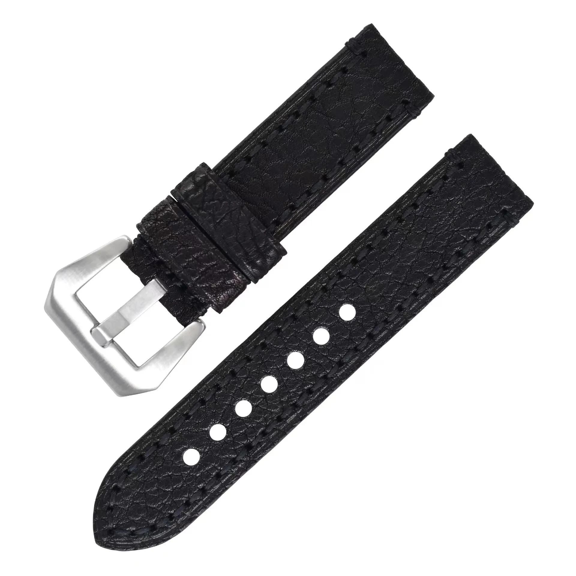 Handmade vegetable-tanned cowhide watch strap pure leather men's double-sided genuine leather soft mechanical watch strap