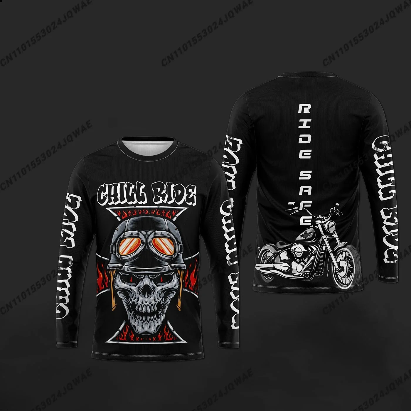 

Wild Motorcycle Skull 3D Mesh Sportswear For Men And Women Summer Motocross Oversized Breathable Quick Drying Riding Suit