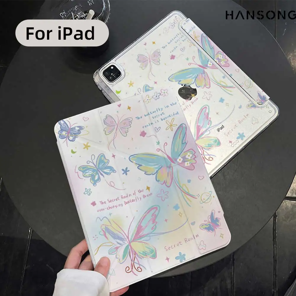 

Y fold Butterfly Case for iPad (A16) 11th Gen 10th 10.2 9th 8th 7th Funda for iPad Air4 5 Air11 13 Pro11 13'' M4 Pro12.9 5th 6th