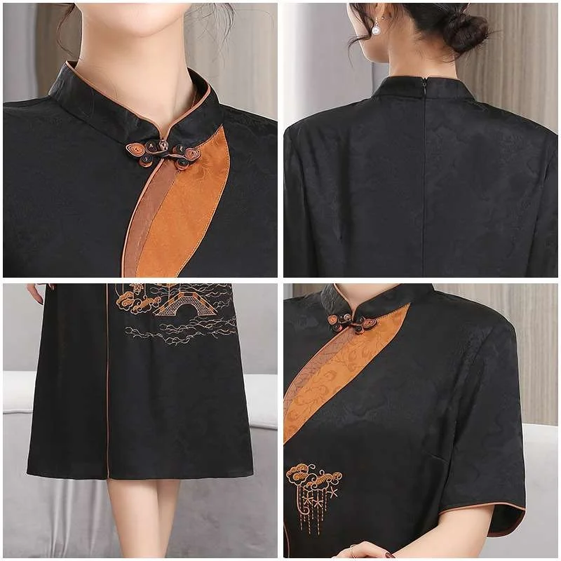 

Летнее женское платье из тонкого полиэфирного волокна с цветочной вышивкой в винтажном стиле, свободного кроя, имитация шелка