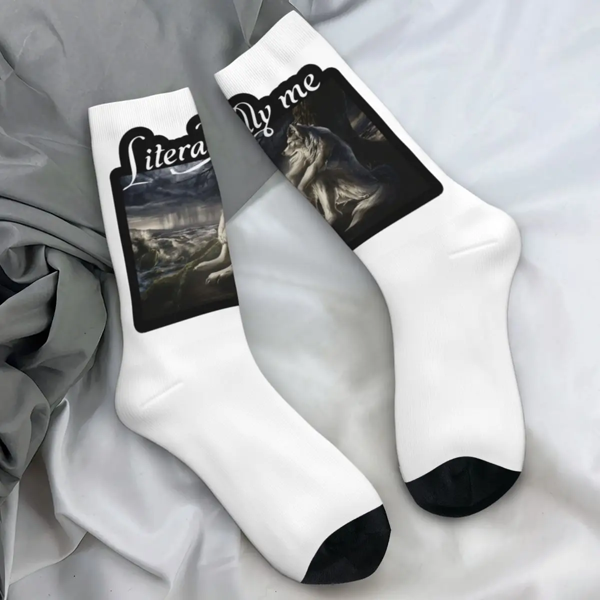 Literally Me Wolf Socks Funny Animal Funny Stockings Autumn Anti Slip Adults Men Socks Breathable Design Outdoor Socks