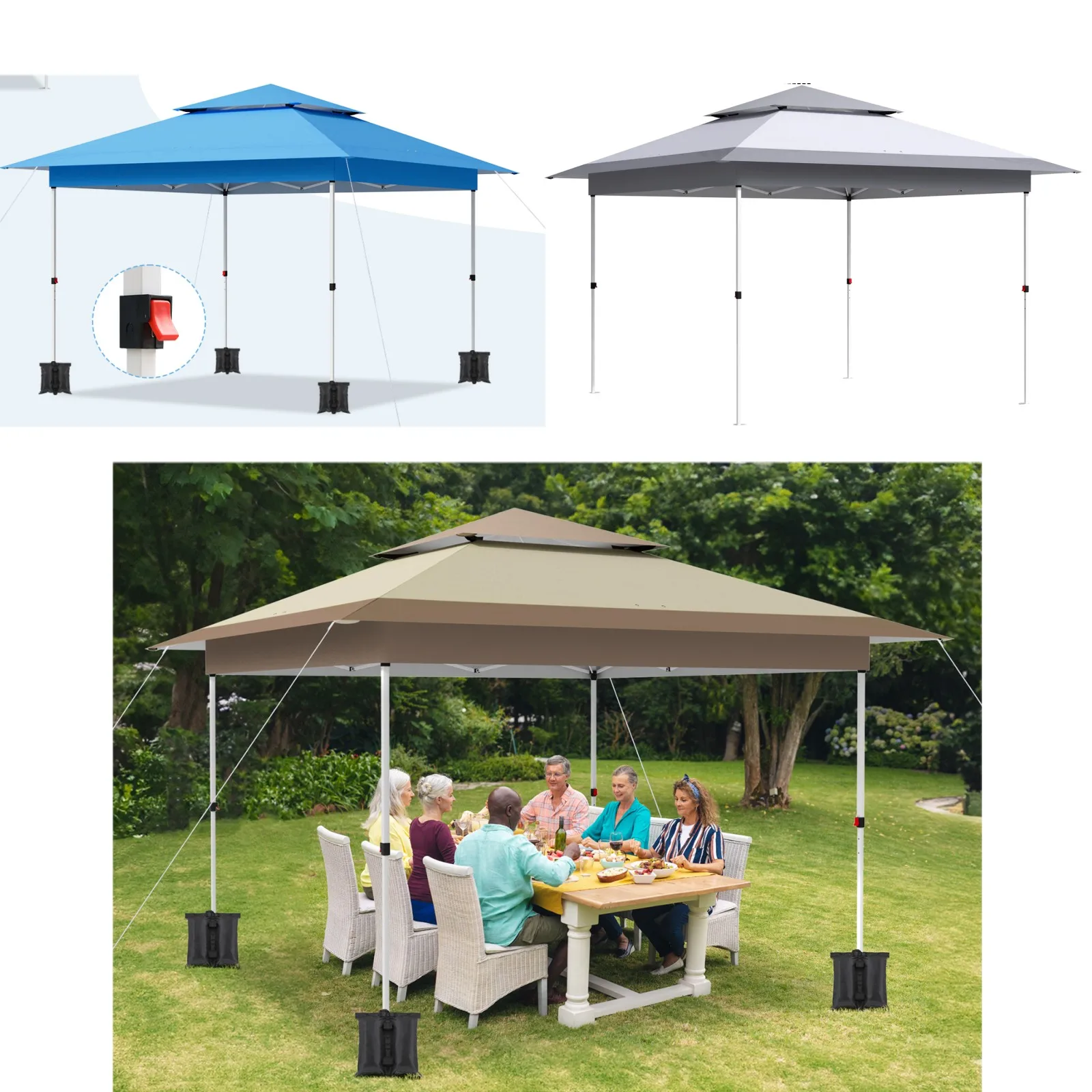 Gazebo Outdoor Pop up Canopy Tent 3.6x3.6m with Curtains and Shelter for Patio, Party & Backyard 12'x12' Folding Instant Shelter