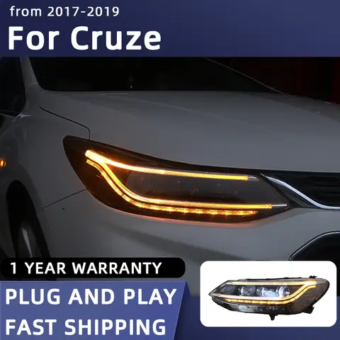 Car Styling Head Lamp for Cruze LED Headlight 2017-2019 Chevrolet New Cruze Headlights DRL Signal Projector Lens Automotive 8 best sales chevrolet cruze far - №1