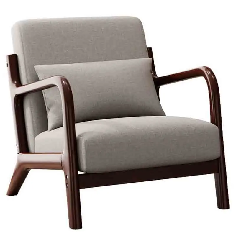 Armrests Accent Chair with Pillow Upholstered Solid Wood Chair Lounge Armchair Comfy Reading Chair for Living Room Bedroom