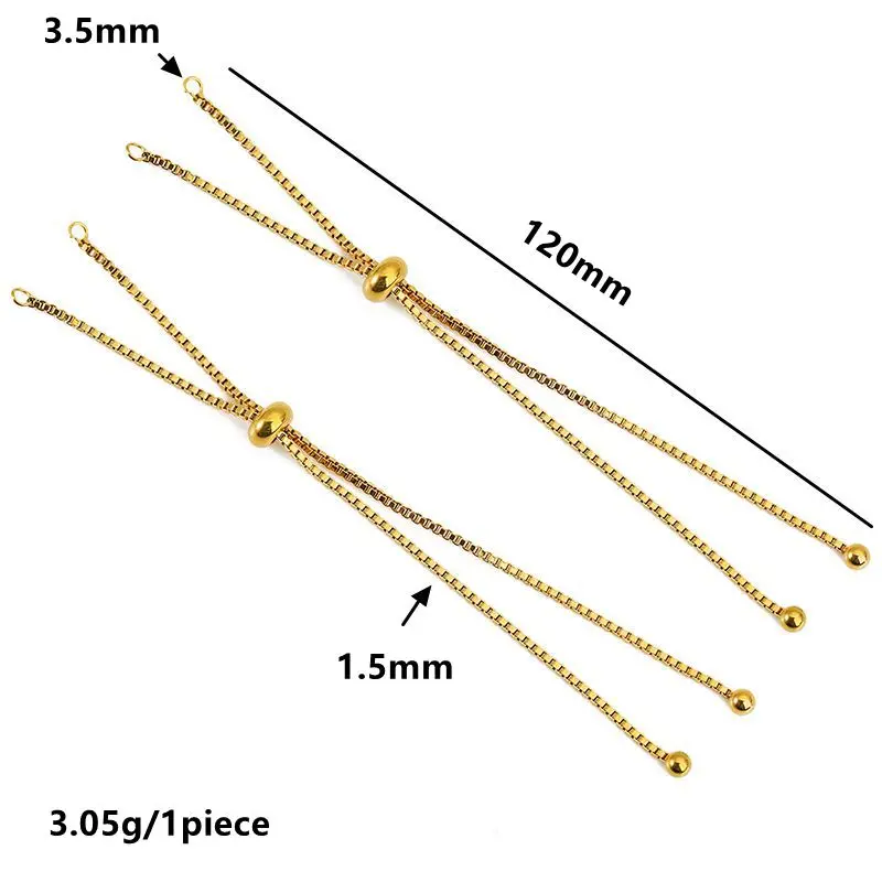 3pcs Stainless Steel Glue Bead Adjustable Slider Extender Box Chain with Ball Ends for DIY Bracelets Jewelry Making Accessories view 5