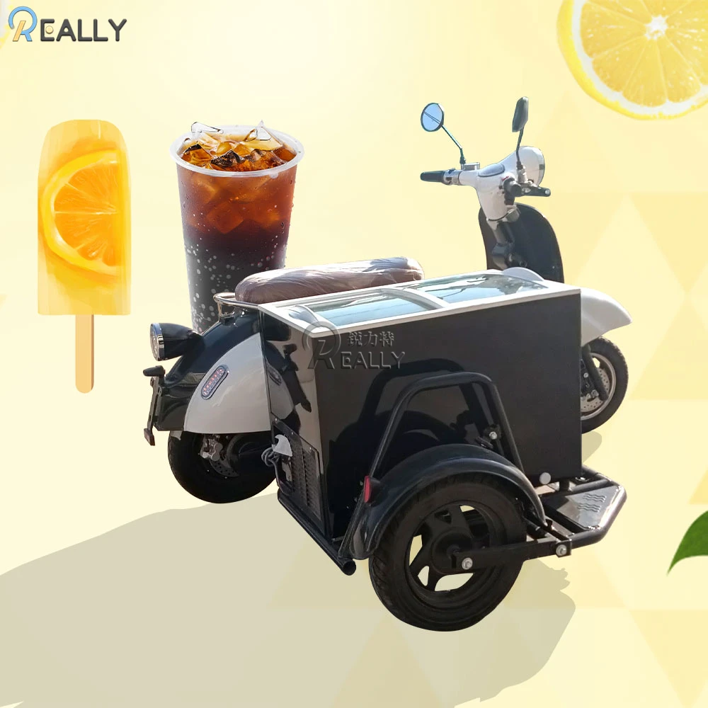 Mobiele stalen verkoopwagen met grote capaciteit Italiaanse elektrische ijsduwwagen Fiets te koop