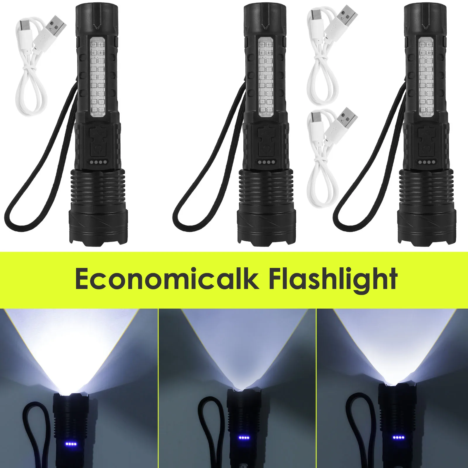 

NEW LED Flashlight Bright Torch Flashlight with 5 Modes IP6 Waterproof Handheld Flashlight USB Rechargeable Powerful Flashlights