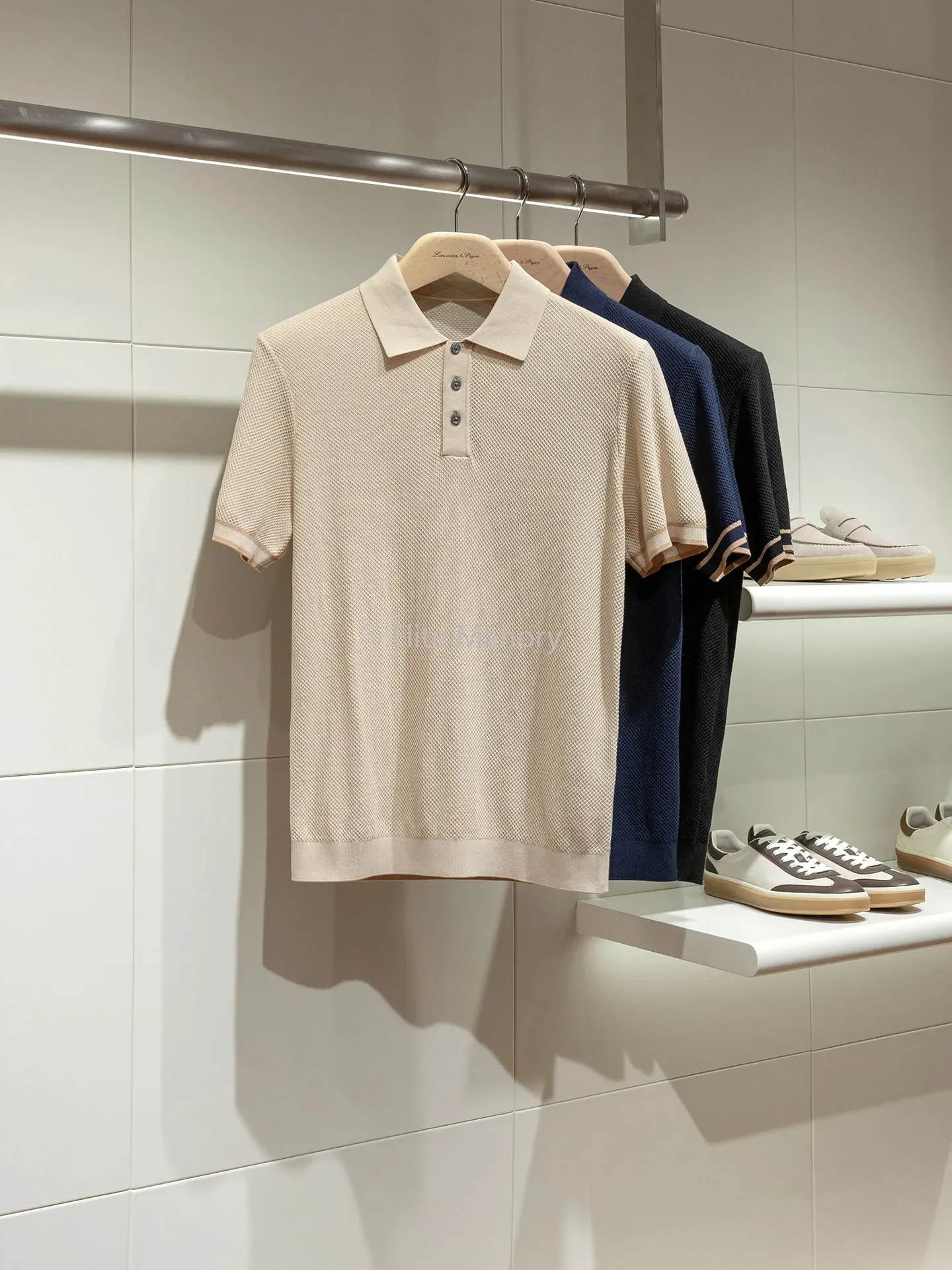 Lesersan silk cotton blended skin-friendly breathable lapel short-sleeved POLO shirt