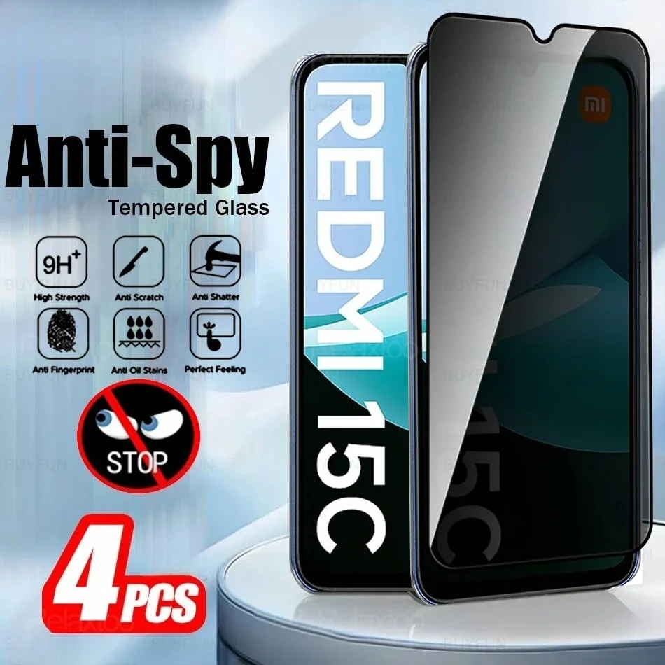 

15C Glass 4Pcs for Xiaomi Redmi 15C Privacy Tempered Glass Redmy 15 C C15 Global Redmi15C 4G 5G 2025 Anti-Spy Screen Protector