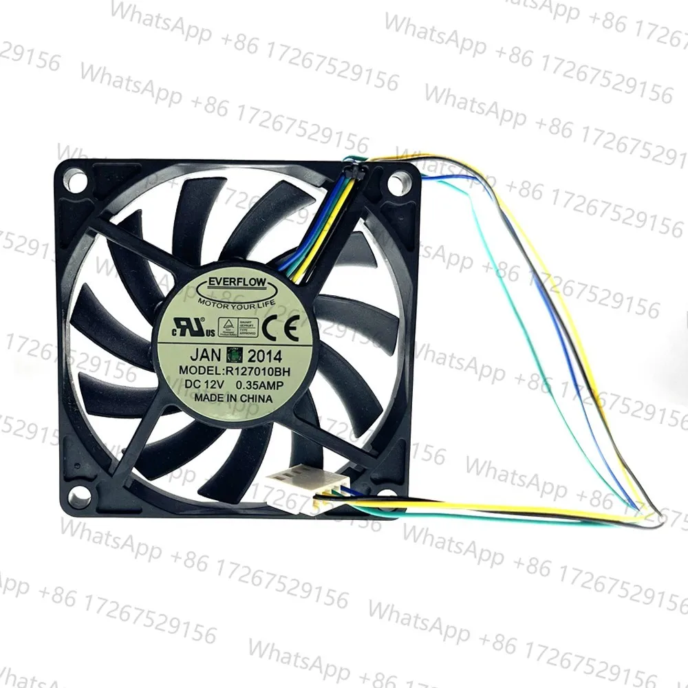 R127010BH New Everflow 70mm 7cm 10mm Slim Dual Ball Bearing 70X70X10mm 0.35A 4200RPM 25CFM  40dBA 4P 4-Pin PWM Cooling Fans