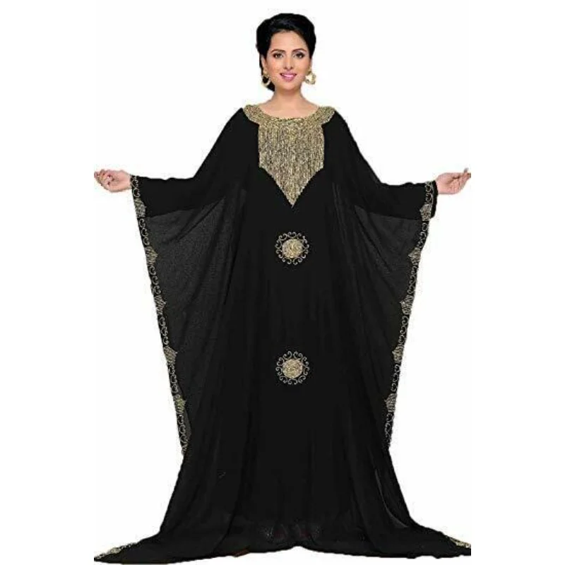 

60 INCH Black Kaftan Abaya Royal Moroccan Robe Dubai Wedding Robe European and American Fashion Trends