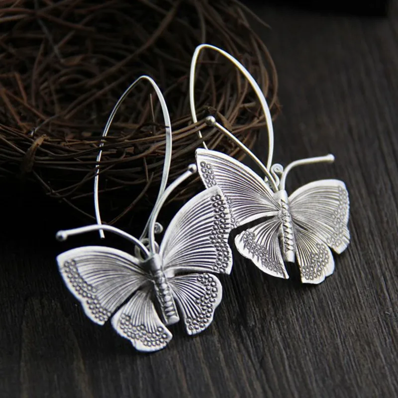Retro Butterfly Earrings Simple Atmosphere Style Earrings Temperament Fashion Minority Design Ear Jewelry Women's New Style