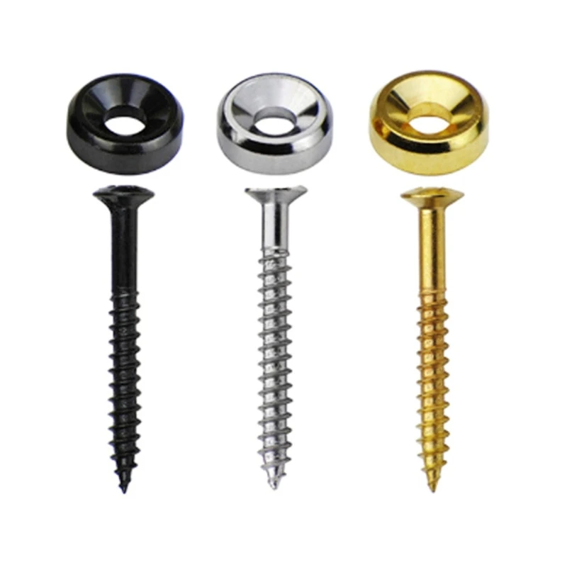 Guitar Neck Mounting Screws Neck Joint Bushings Ferrules & Bolts for Electric Guitar Bass Pack of 8, Black/Golden/Silver