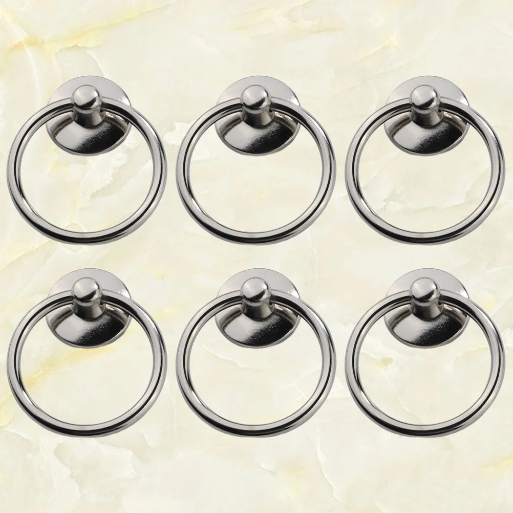 

6Pcs Black Circular Pull Ring Drawer Handles Zinc Alloy Iron Durable for Cabinet Dresser Cupboard Wardrobe Furniture Retro Style