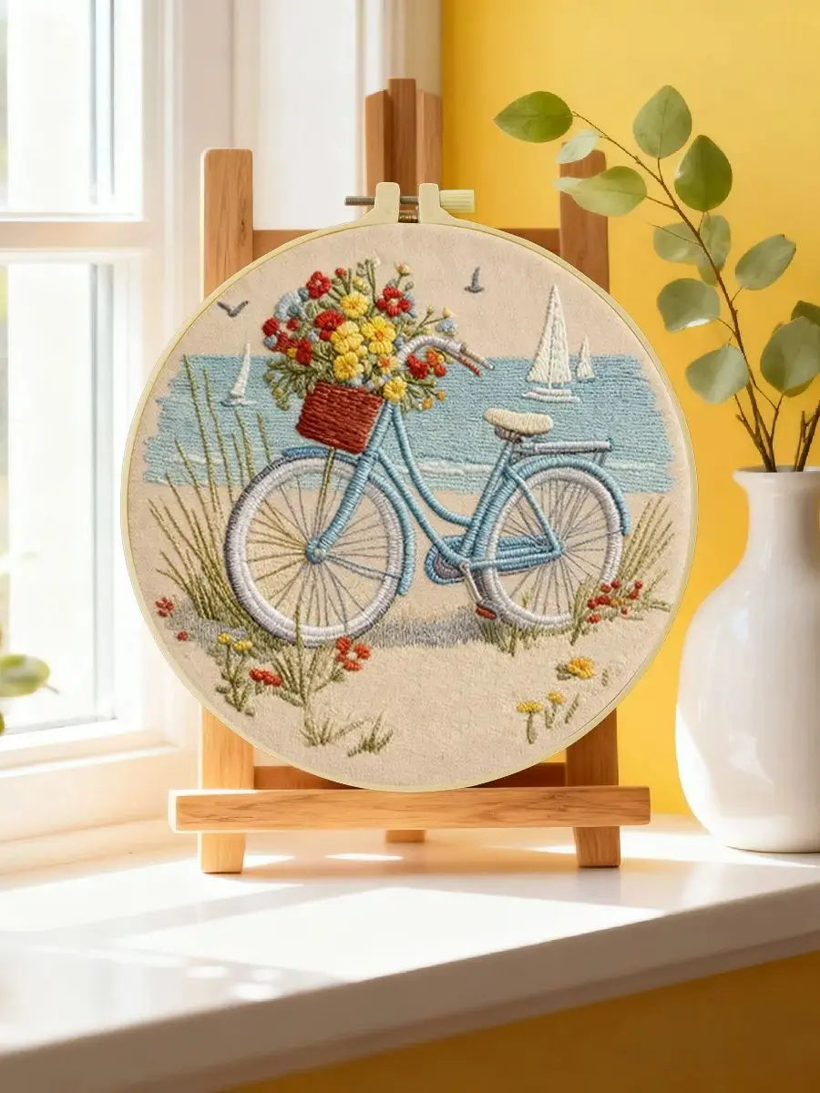 1 Stück 20X20CM/15X15CM 7,87/6,3 Zoll Fahrrad-Stickerei-Starter-Kit DIY-Kit DIY-Stickerei-Set Handarbeiten Nadelkunst – Detail 6