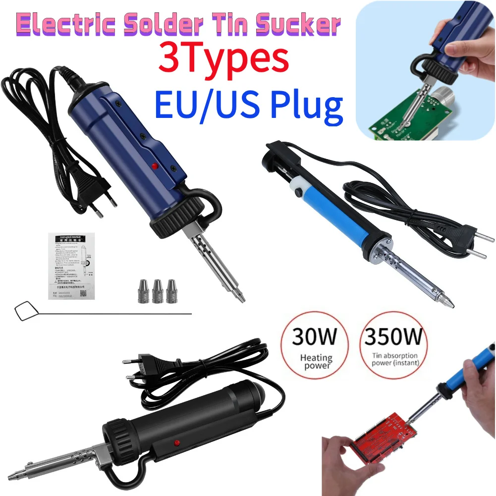 BBT-580 Automatic Tin Sucker With 3 Suction Tip Vacuum Soldering Remove Pump 30W Automatic Vacuum Desoldering Pump AC 110V/220V