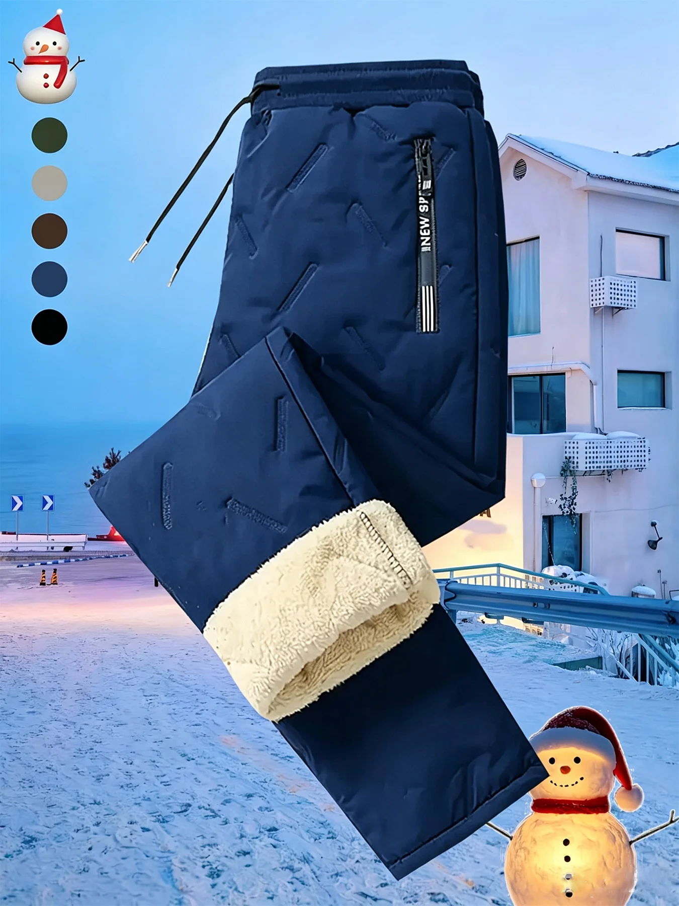 Freizeithosen für Herren, Winter, winddicht und warm, elastischer Bund für Herren, Sportkleidung für Damen, Y2k, warme und dicke Hosen für Herren – Detail 2