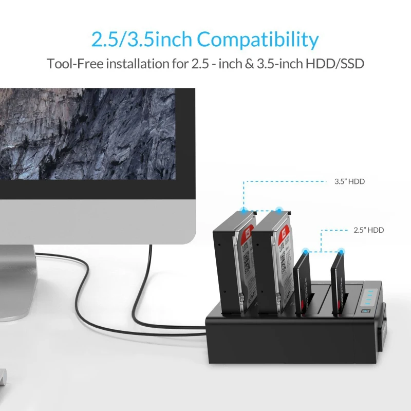 Imagem -02 - Orico-hard Drive Docking Station com Clone Offline Sata para Usb 3.0 Bay Hdd 2.5 3.5 Hdd