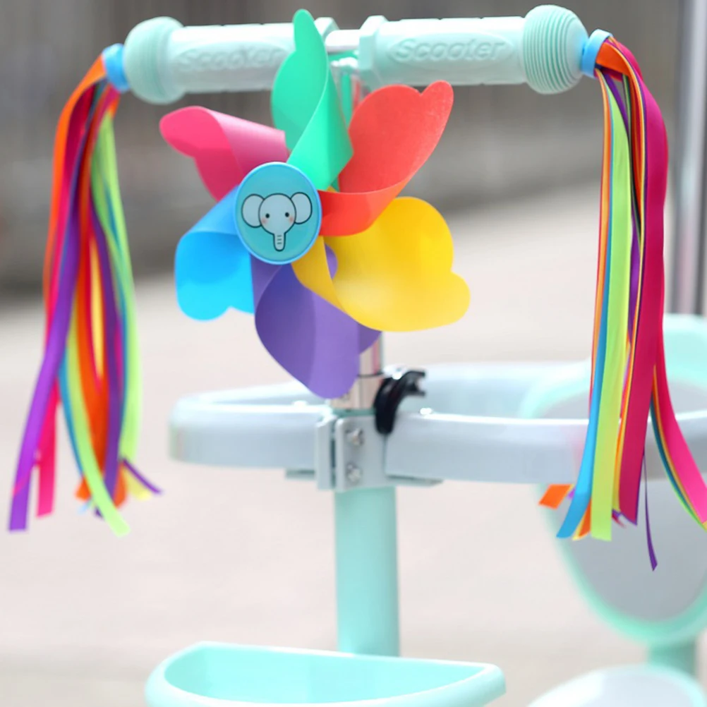 

Пластиковая ветровка для украшения детского руля велосипеда - яркая красочная спираль вертушки, простая установка