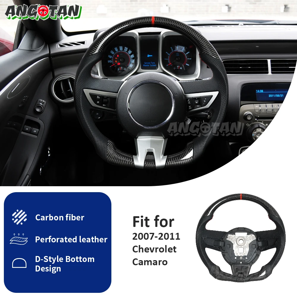 

Carbon Fiber Steering Wheel For Chevrolet Camaro 2007-2011 LED Steering Wheel Perforated Leather Racing Wheel