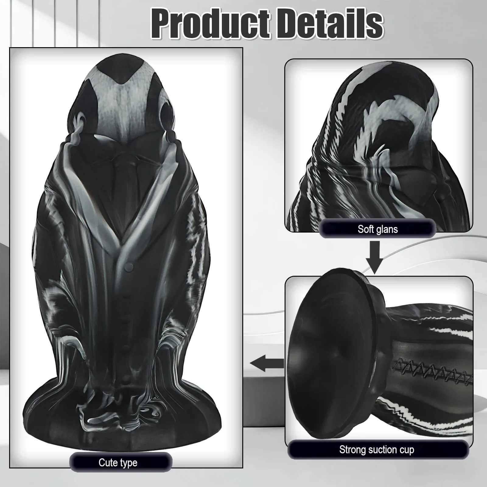 السادة تصميم فريد من نوعه الشرج بعقب المكونات مختلط أسود أبيض كبير سيليكون الشرج موسع الذكور الاستمناء الشرج الجنس لعب للنساء الرجال