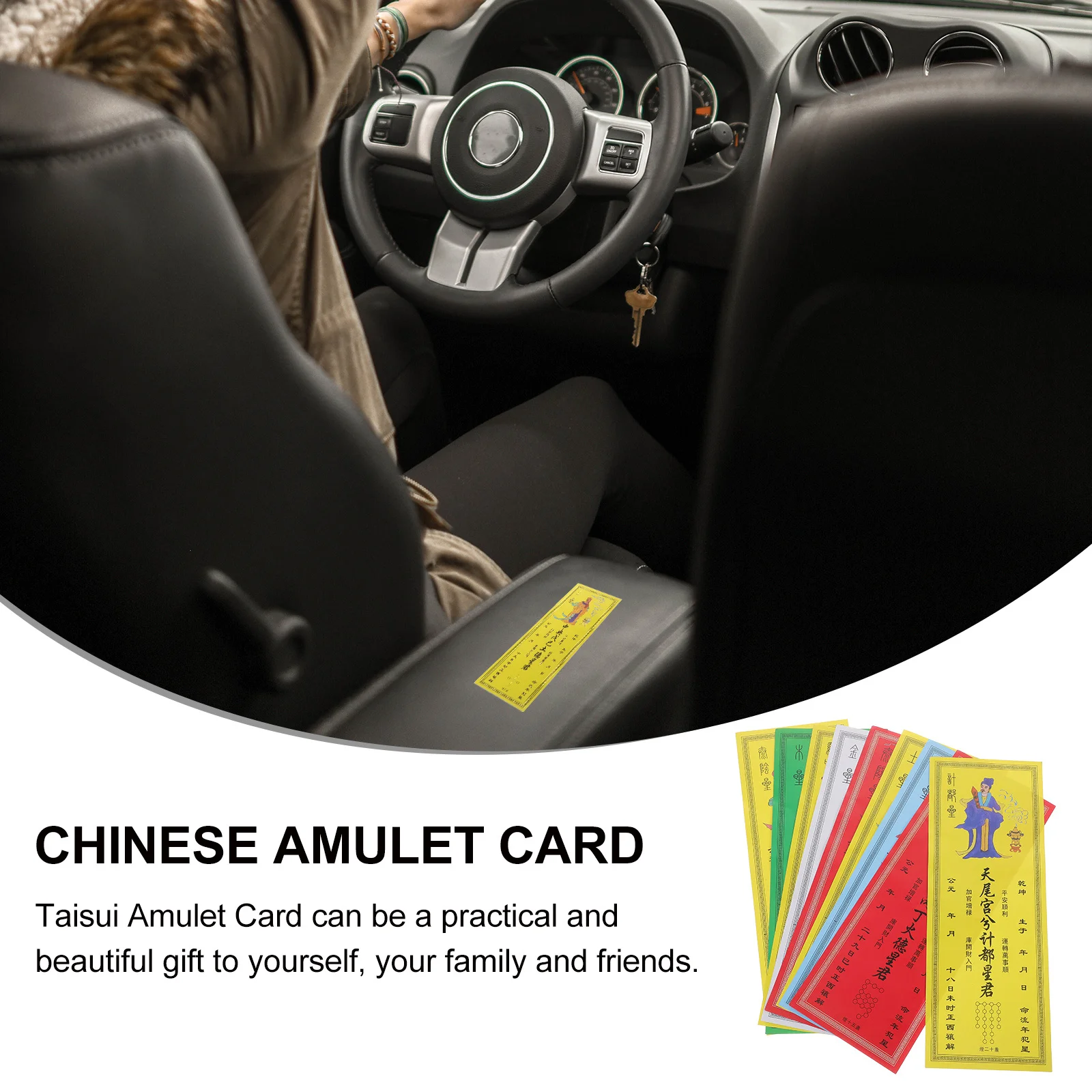 9 pezzi di carta targa Fengshui con carta amuleto dal design cinese di buon auspicio per la protezione della cattiva fortuna a casa