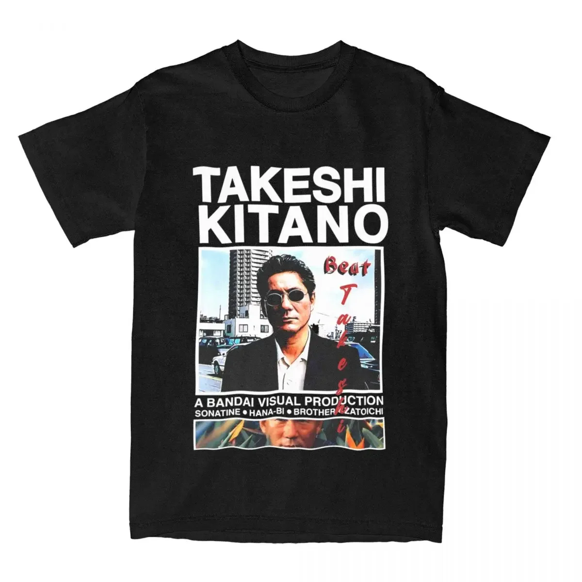 Takeshi Kitano T-Shirt for Men Novelty Pure Cotton Tees Round Collar Short Sleeve T Shirts Plus Size Clothing