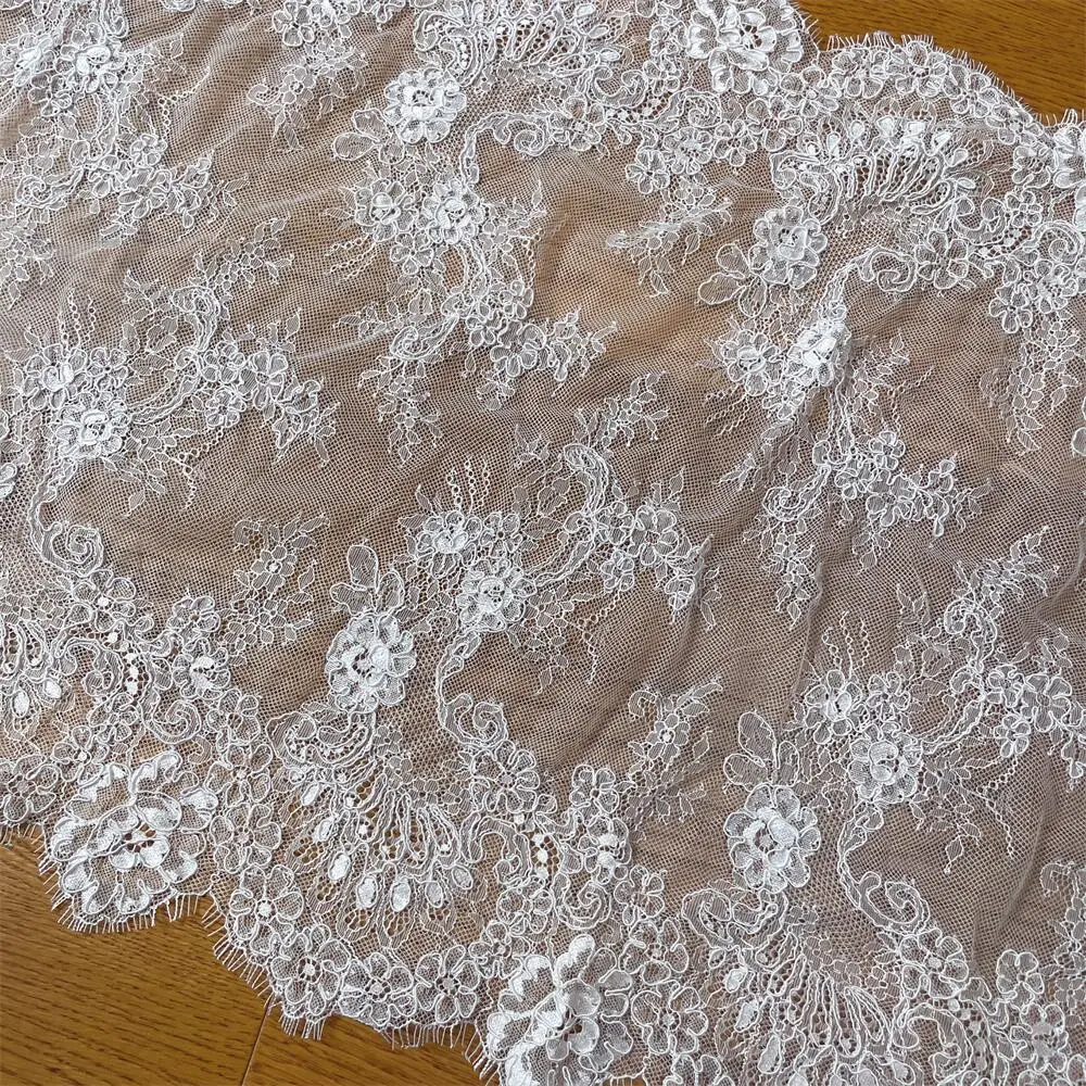 3D Border Eyelash Lace Fabric, Handmade DIY, Wedding Dress Accessories, RS5076, 47cm Width