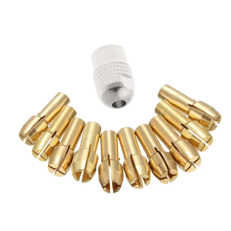 10Pcs Brass Drill Chuck Collet Bits For Rotary Tool 0.5-3.2mm 4.3mm Shank Drop ship