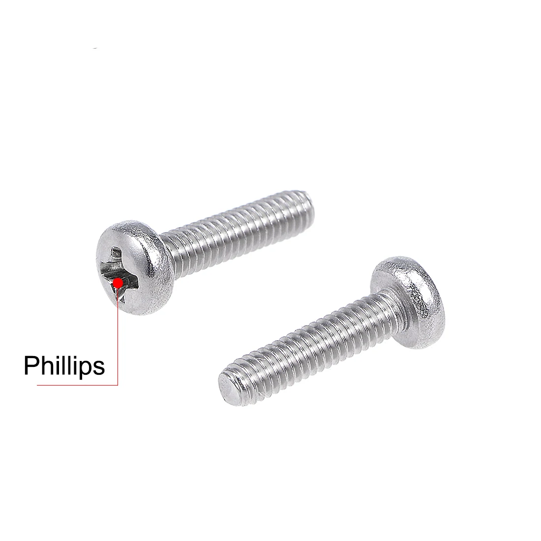 Uxcell M2 M2.5 Cross Recessed Pan Head Screw 304 Stainless Steel Phillips Fasteners Bolts Machine Screws 3/6/8/10/12/16/20/30mm