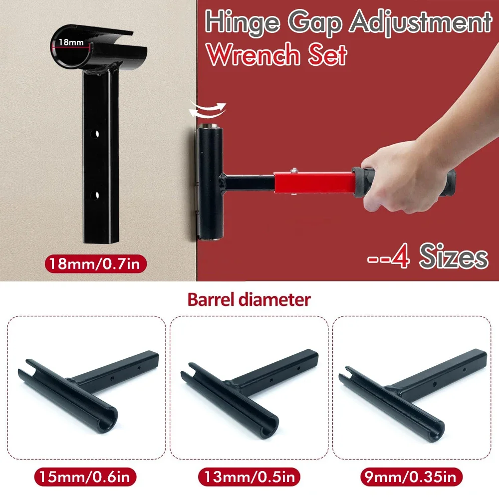 Heavy-Duty Door Hinge Wrench Kit Door Hinge Adjustment Tool 9/13/15/18mm Precision Tool Set With Replacement Hinge Wrench Heads