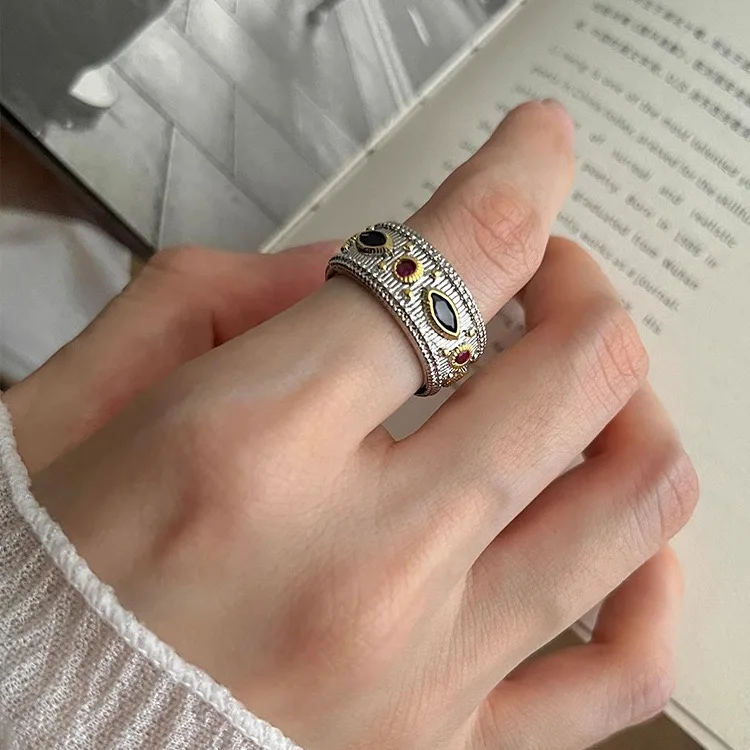 Women's Minimalist 925 Sterling Silver Red Zircon Ring