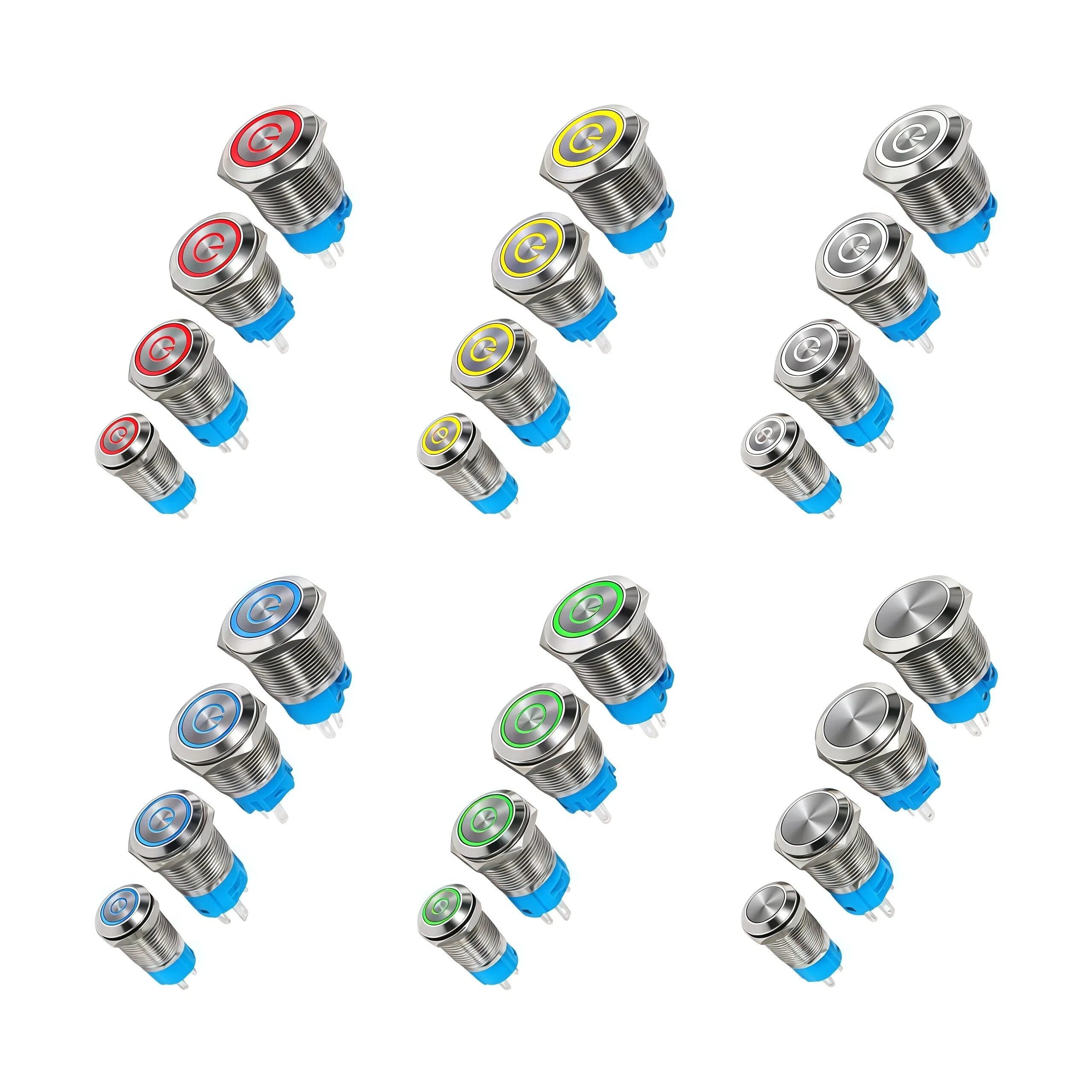 مفتاح زر معدني مقاوم للماء مع ضوء 12/16/19/22 مم زر ضغط تعديل السيارة ذاتي القفل