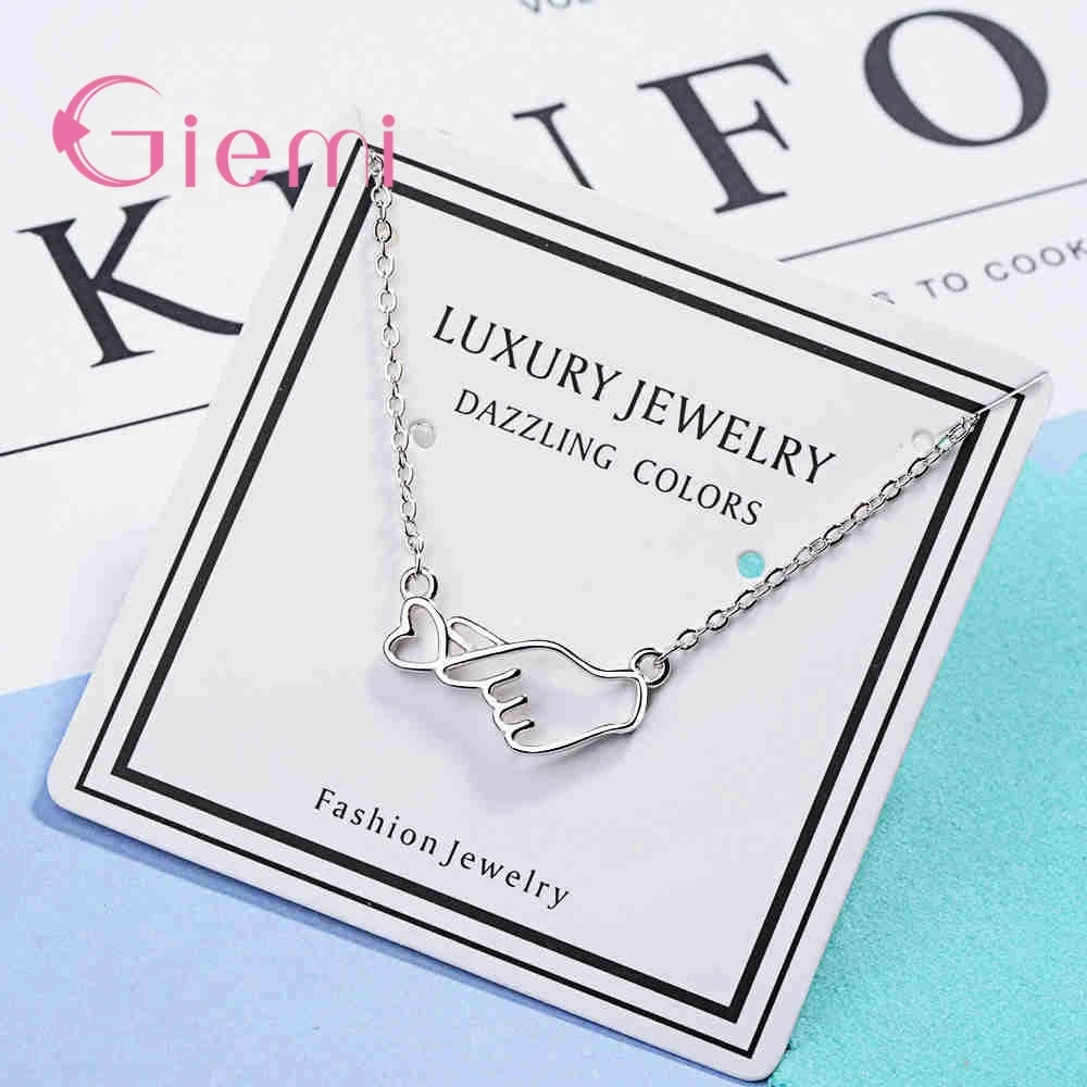 حقيقي 925 فضة لفتة القلب سلسلة الترقوة القلائد للنساء الفتيات الذكرى حفلة هدايا مجوهرات الأزياء