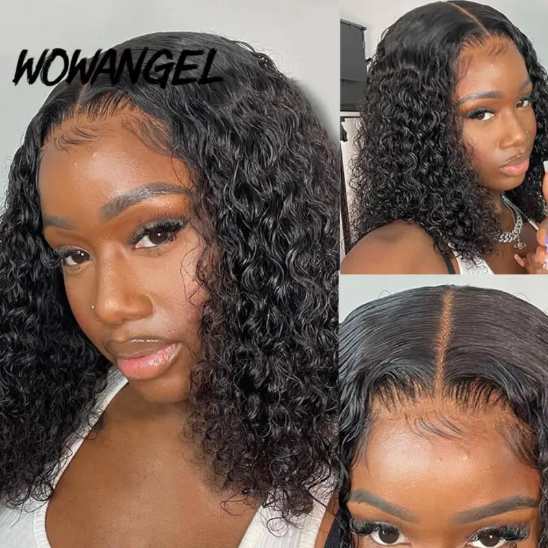 Glueless Wig Short Curly Bob Wigs 13x4 HD Lace Front Human Hair Wigs Bob Cut Wigs Water Wave Real HD Lace Closure Wigs For Woman