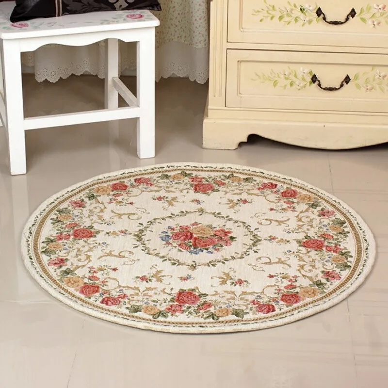 

VIKAMA Circular Garden Fleece Living Room Foyer Bedroom Rug