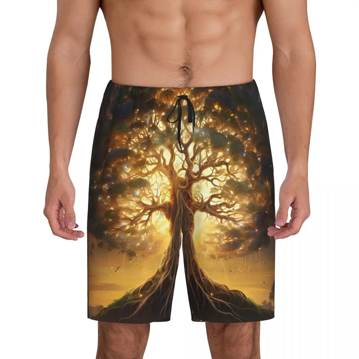 

Мужские пижамные шорты с цифровым принтом «Древо жизни», для сна и отдыха