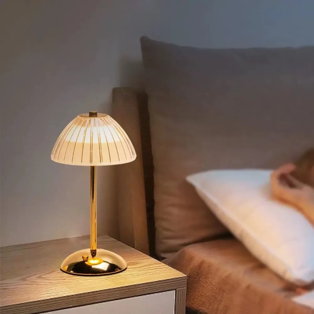 

Nordic Style Table Lamp 3 Colors Dimmable Touch Control Lamp Acrylic Lampshade USB Rechargeable Gold Bedside Lamp Living Room