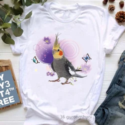 Crazy Bird T-Shirt Parrot Bird Print Small Fresh Women's Base T-shirt Tide T Top Woman Tops  Oversized T Shirt  Graphic Tshirts